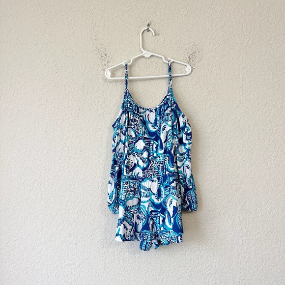 LILLY PULITZER Girls Keep On Trunkin' Elephant Romper in Blue - Picture 5 of 10